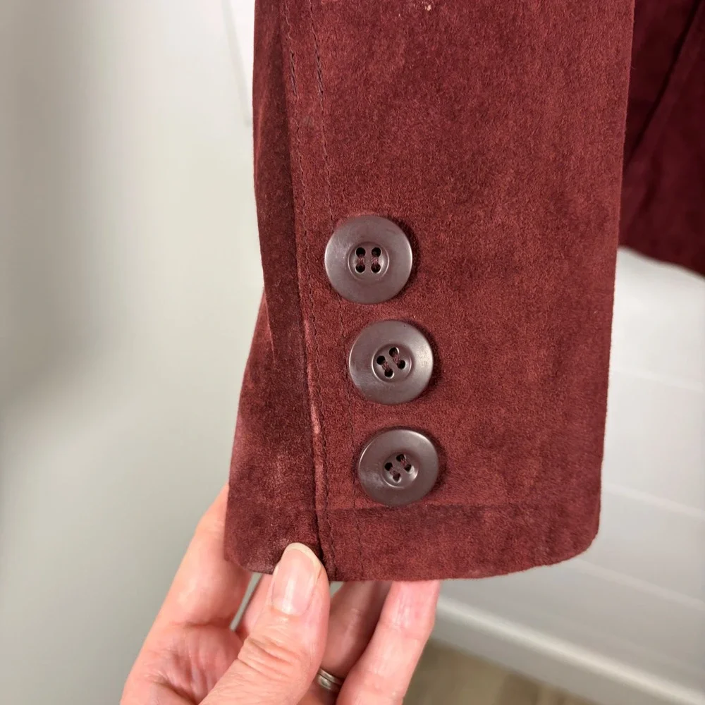 Vintage 90s Wilsons Leather Maxima Burgundy Suede Jacket (Sz M) & Skirt (Sz‎ 6)